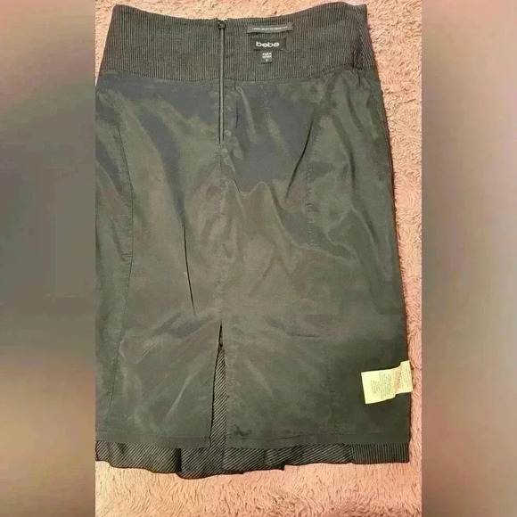 bebe black bandage skirt with white thin stripes size 4 - Picture 5 of 6